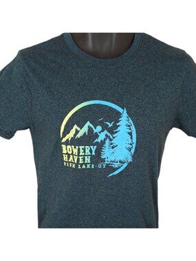 Fish Lake Utah T Shirt Mens Size Small Green Bowery Haven Travel Destination Tee